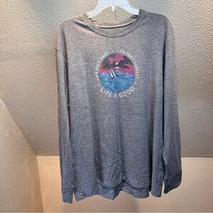 LIFE IS GOOD CRUSHER LONG SLEEVE TEE. Classic Fit. Gray. Size XL.